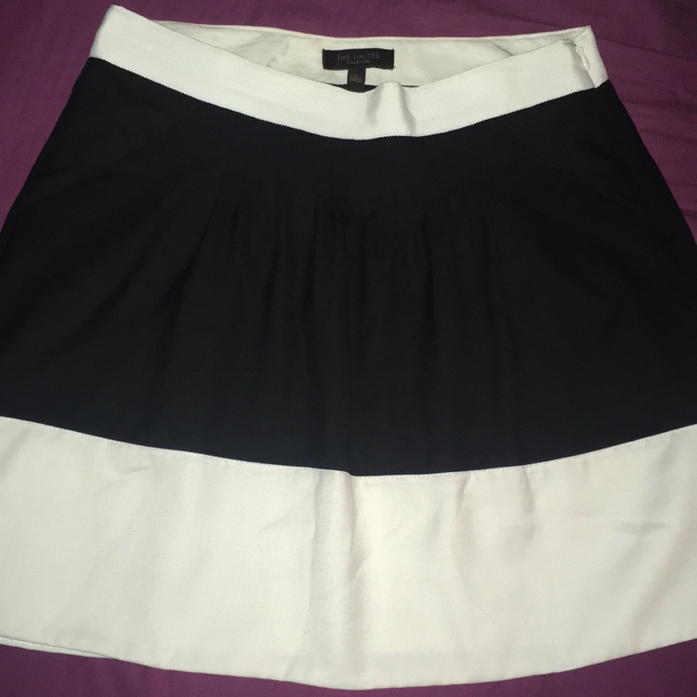 Black and white color block skirt
